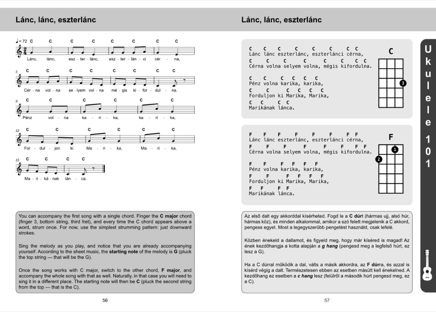 Lánc, lánc, eszterlánc — bilingual song spread (low resolution preview)