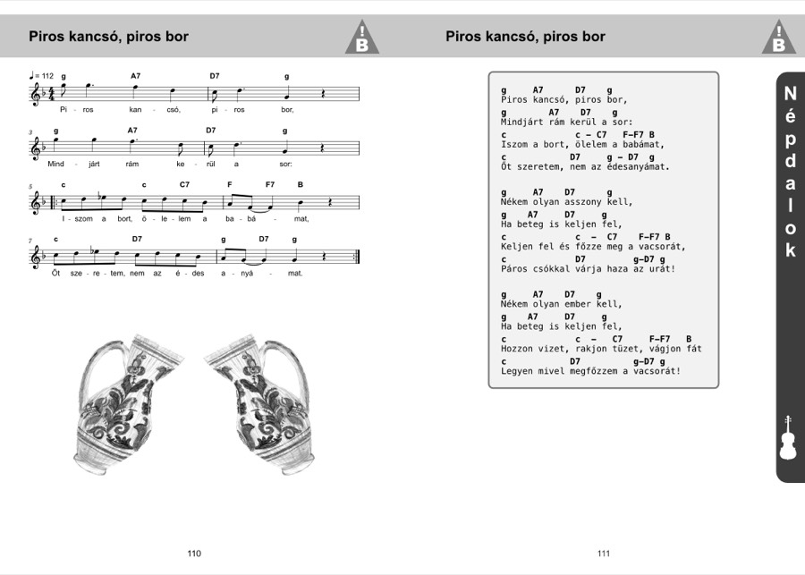 Piros kancsó, piros bor — bilingual song spread (low resolution preview)